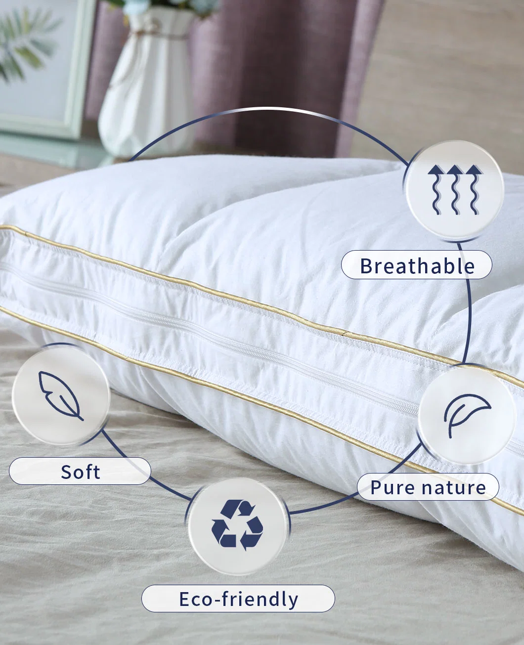 Breathable Ventilation Bedding Products Cotton Bed Pillows for Healthy Sleep